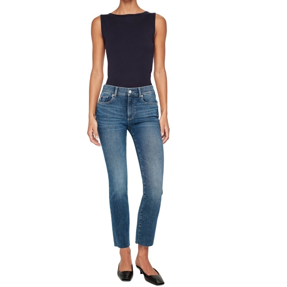 DL1961 Mara Straight Leg Mid Rise Ankle Blue Denim Jean with Instasculpt Size 27